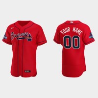 Atlanta Braves Custom Men's Nike 2021 World Series Champions Patch MLB Authentic Player Jersey - Red