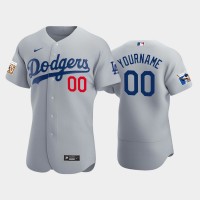 Los Angeles Dodgers Custom Men's Nike Jackie Robinson 75th Anniversary Authentic MLB Jersey - Gray