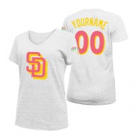 San Diego Padres Custom 2022 City Connect Women's MLB T-Shirt - White