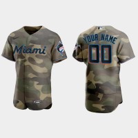Miami Marlins Custom Men's Nike 2021 Armed Forces Day Authentic MLB Jersey -Camo