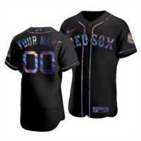Boston Red Sox Custom Men's Nike Iridescent Holographic Collection MLB Jersey - Black