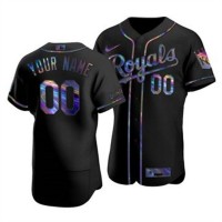 Kansas City Royals Custom Men's Nike Iridescent Holographic Collection MLB Jersey - Black
