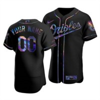 Baltimore Orioles Custom Men's Nike Iridescent Holographic Collection MLB Jersey - Black