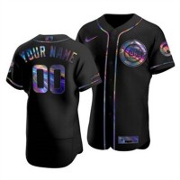 Chicago Cubs Custom Men's Nike Iridescent Holographic Collection MLB Jersey - Black