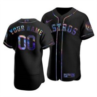 Houston Astros Custom Men's Nike Iridescent Holographic Collection MLB Jersey - Black