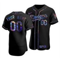 Los Angeles Dodgers Custom Men's Nike Iridescent Holographic Collection MLB Jersey - Black
