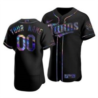 Minnesota Twins Custom Men's Nike Iridescent Holographic Collection MLB Jersey - Black