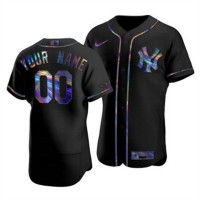 New York Yankees Custom Men's Nike Iridescent Holographic Collection MLB Jersey - Black
