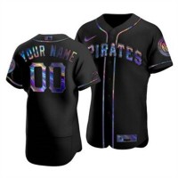 Pittsburgh Pirates Custom Men's Nike Iridescent Holographic Collection MLB Jersey - Black