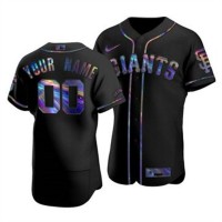 San Francisco Giants Custom Men's Nike Iridescent Holographic Collection MLB Jersey - Black
