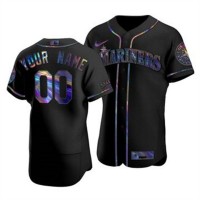 Seattle Mariners Custom Men's Nike Iridescent Holographic Collection MLB Jersey - Black
