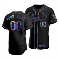St. Louis Cardinals Custom Men's Nike Iridescent Holographic Collection MLB Jersey - Black