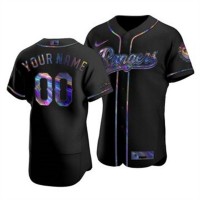 Texas Rangers Custom Men's Nike Iridescent Holographic Collection MLB Jersey - Black