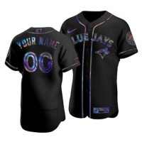 Toronto Blue Jays Custom Men's Nike Iridescent Holographic Collection MLB Jersey - Black
