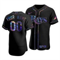 Tampa Bay Rays Custom Men's Nike Iridescent Holographic Collection MLB Jersey - Black