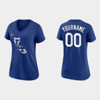 Los Angeles Dodgers Custom Women's 2021 City Connect Tri-Blend Royal T-Shirt