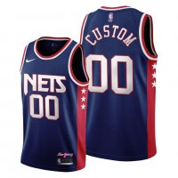 Brooklyn Nets Custom Men's 2021-22 City Edition Throwback 90s Wordmark Navy NBA Jersey