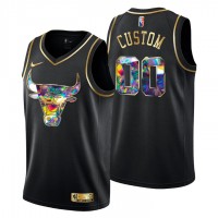 Chicago Bulls Custom Men's Golden Edition Diamond Logo 2021/22 Swingman Jersey - Black