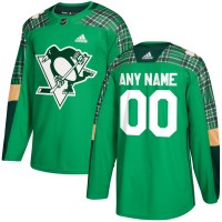 Men's Adidas Pittsburgh Penguins Personalized Green St. Patrick's Day Custom Practice NHL Jersey