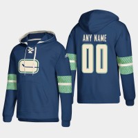 Vancouver Canucks Personalized Lace-Up Pullover Hoodie Blue