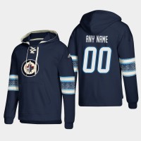 Winnipeg Jets Personalized Lace-Up Pullover Hoodie Blue
