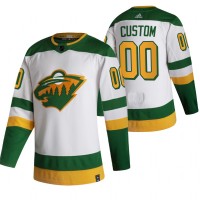 Minnesota Wild Custom White Men's Adidas 2020-21 Alternate Authentic Player NHL Jersey