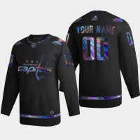 Washington Capitals Custom Men's Nike Iridescent Holographic Collection MLB Jersey - Black