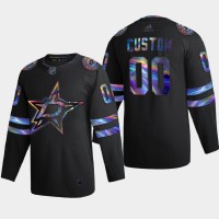 Dallas Stars Custom Men's Nike Iridescent Holographic Collection MLB Jersey - Black