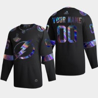 Tampa Bay Lightning Custom Men's Nike Iridescent Holographic Collection MLB Jersey - Black