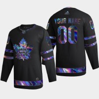 Toronto Maple Leafs Custom Men's Nike Iridescent Holographic Collection MLB Jersey - Black