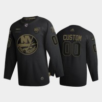 New York Islanders Custom Men's Adidas 2020 Veterans Day Authentic NHL Jersey - Black