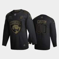 Florida Panthers Custom Men's Adidas 2020 Veterans Day Authentic NHL Jersey - Black