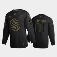 Seattle Kraken Custom Men's Adidas 2020 Veterans Day Authentic NHL Jersey - Black