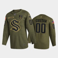 Seattle Kraken Custom Men's Adidas Veterans Day 2022 Military Appreciation NHL Jersey - Olive