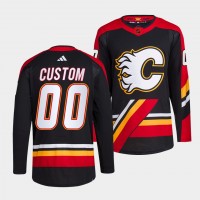 Calgary Flames Custom Men's adidas Reverse Retro 2.0 Authentic Player Jersey - Black