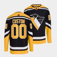 Pittsburgh Penguins Custom Men's adidas Reverse Retro 2.0 Authentic Player Jersey - Black