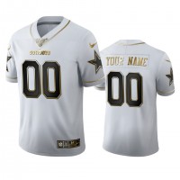 Dallas Cowboys Custom Men's Nike White Golden Edition Vapor Limited NFL 100 Jersey