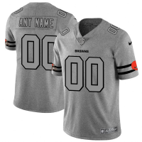 Cleveland Browns Custom Men's Nike Gray Gridiron II Vapor Untouchable Limited NFL Jersey