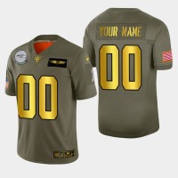 Seattle Seahawks Custom Men's Nike Olive Gold 2019 Salute to Service Limited NFL 100 Jersey