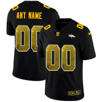 Denver Broncos Custom Men's Black Nike Golden Sequin Vapor Limited NFL Jersey