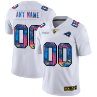 Los Angeles Rams Custom Men's White Nike Multi-Color 2020 NFL Crucial Catch Limited NFL Jersey