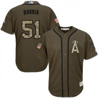 Los Angeles Angels of Anaheim #51 Jaime Barria Green Salute to Service Stitched MLB Jersey