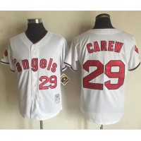 Mitchell and Ness Los Angeles Angels of Anaheim #29 Rod Carew White Stitched MLB Jersey