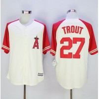Los Angeles Angels of Anaheim #27 Mike Trout Cream/Red Exclusive New Cool Base Stitched MLB Jersey