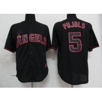 Los Angeles Angels of Anaheim #5 Albert Pujols Black Fashion Stitched MLB Jersey