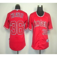 Los Angeles Angels of Anaheim #36 Weaver Jered Red Cool Base Stitched MLB Jersey