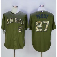 Los Angeles Angels of Anaheim #27 Mike Trout Green Camo New Cool Base Stitched MLB Jersey