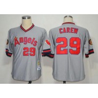 Mitchell And Ness 1985 Los Angeles Angels of Anaheim #29 Rod Carew Grey Stitched Throwback MLB Jersey