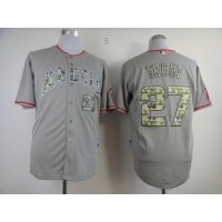 Los Angeles Angels of Anaheim #27 Mike Trout Grey USMC Cool Base Stitched MLB Jersey
