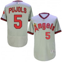 Los Angeles Angels of Anaheim #5 Albert Pujols Grey Flexbase Authentic Collection Cooperstown Stitched MLB Jersey